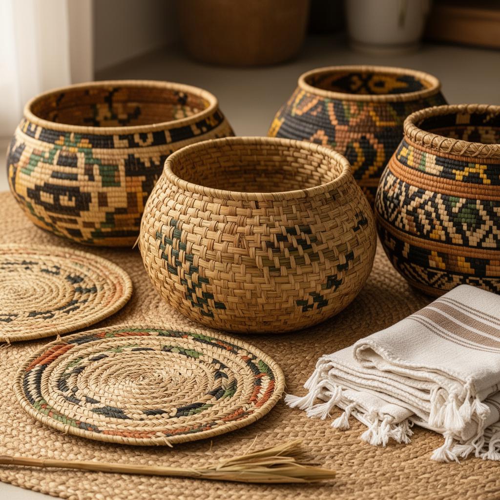 Woven Baskets, Mats & Textiles